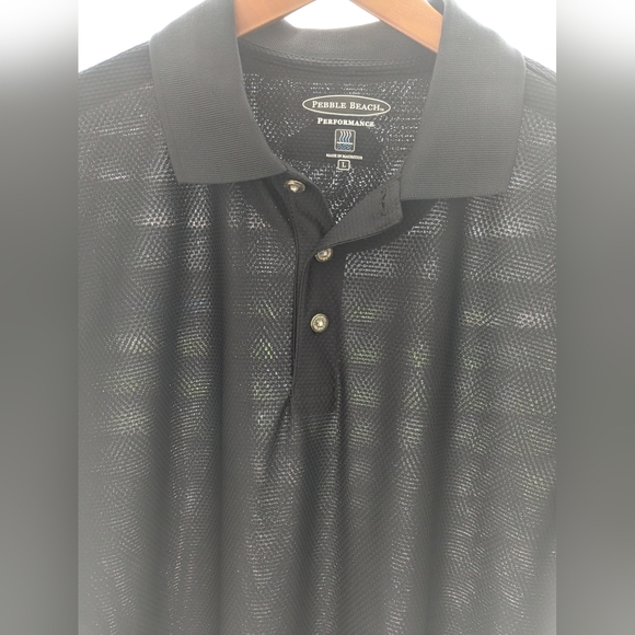 PEBBLE BEACH Tech Mesh Performance Golf Polo Shirt Men's L Dry Wick Light Black - Picture 5 of 16